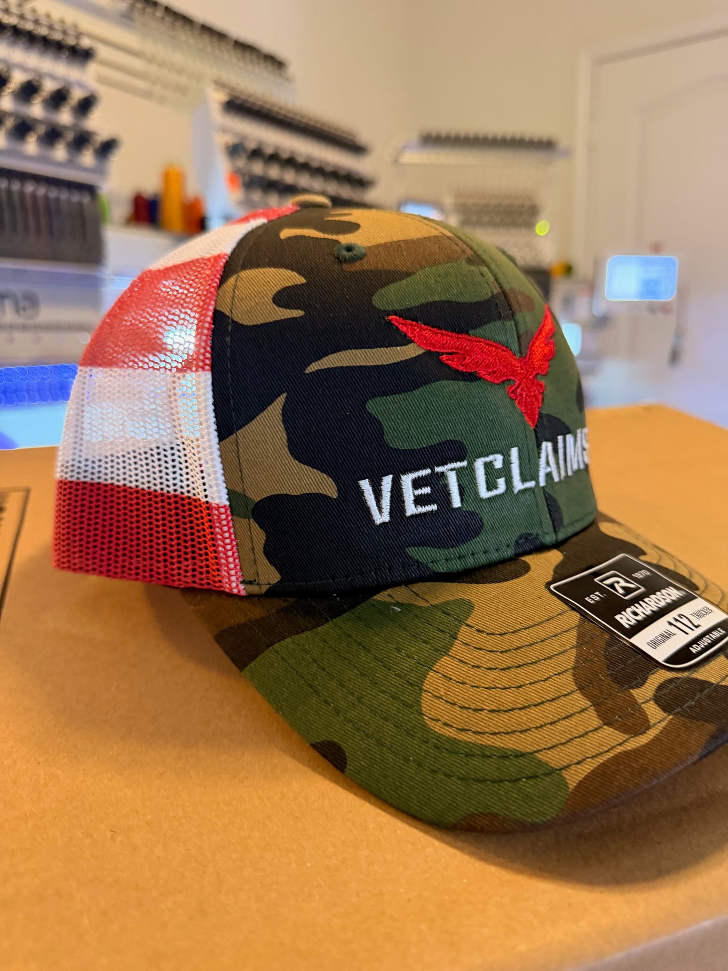 Richardson 112 Trucker style cap Embroidered with VETCLAIMS.ai Logo